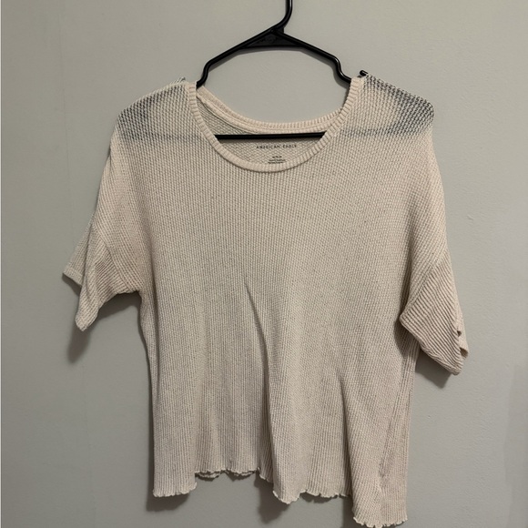 American Eagle Outfitters Tops - American Eagle Outfitters Cream Knit Short Sleeve Top